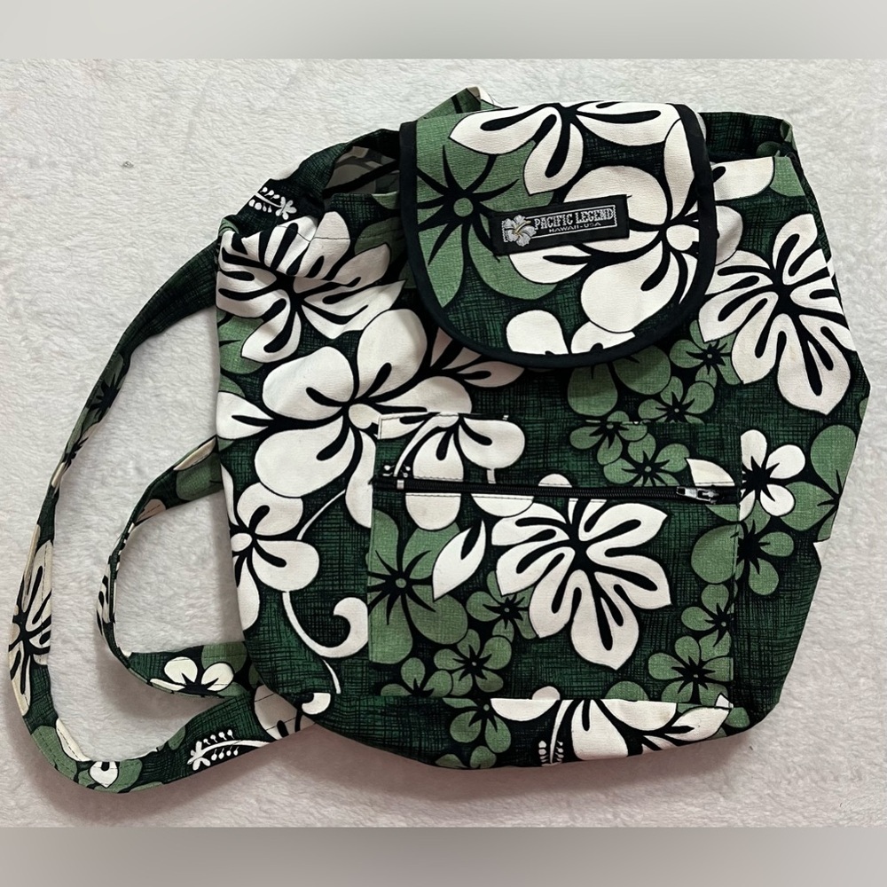 Pacific legend Hawaii USA cloth mini backpack green floral pattern